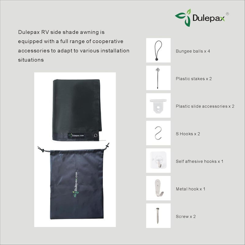 Dulepax ظل جانبي لستارة RV - 9'X7' - الجيل الثاني من شاشة ظل ستارة RV تحسن بشكل كبير من الظل والخصوصية. شاشة ظل ستارة RV عالمية مع مجموعات كاملة. - Image 5
